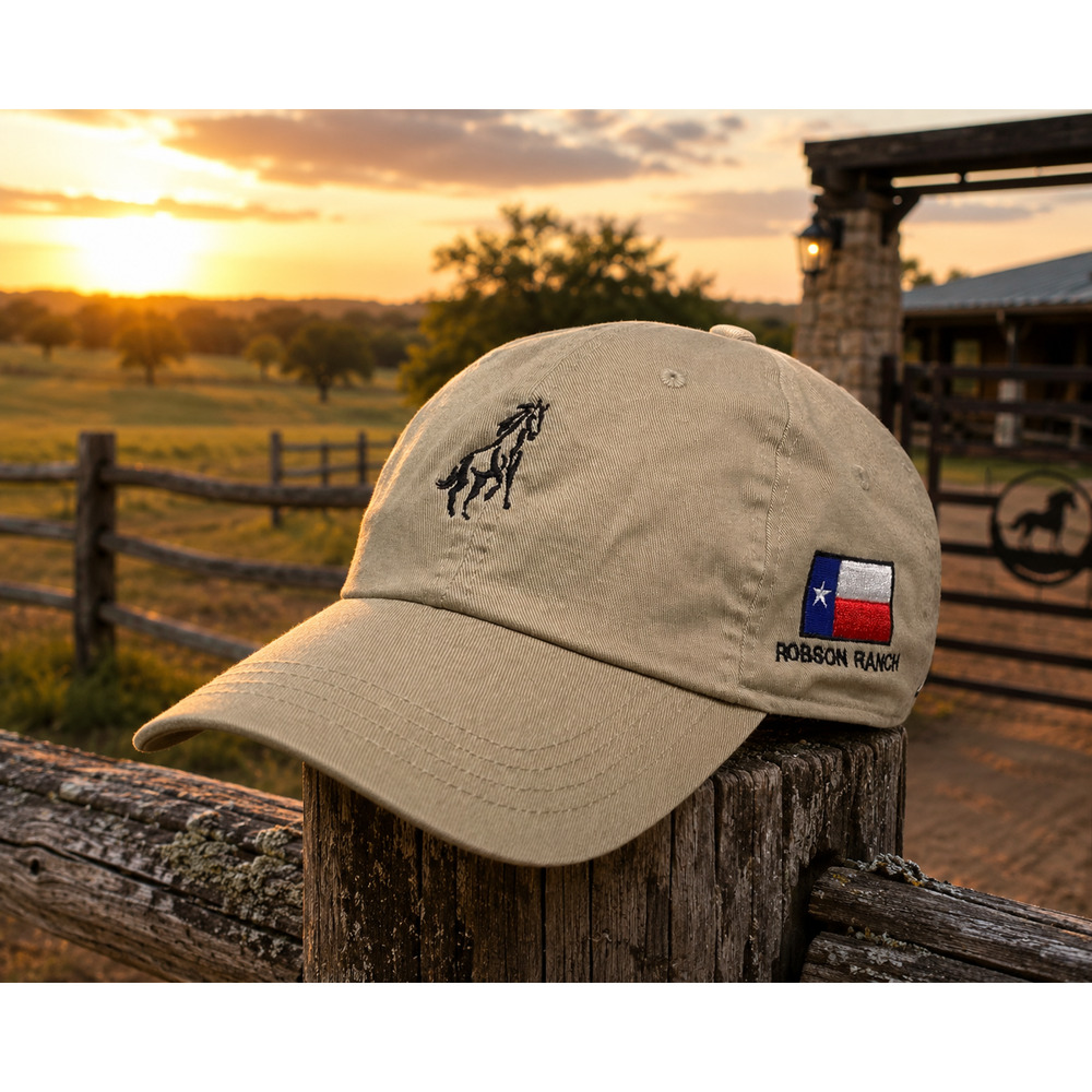 Robson Ranch Texas Flag AHEAD Extreme Strapback Golf Dad Hat Cap Khaki Cotton